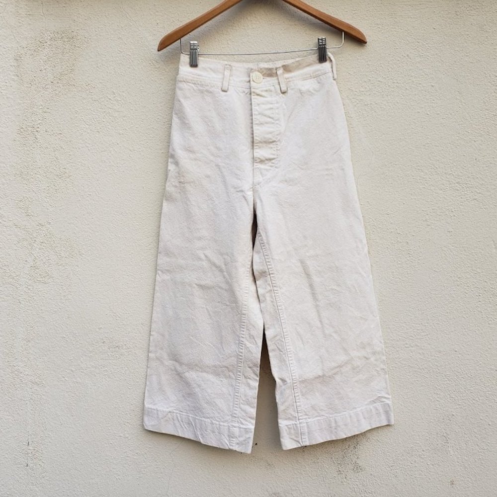 Jesse Kamm Wide Leg Crop Sailor Pants Salt White - Picture 5 of 12
